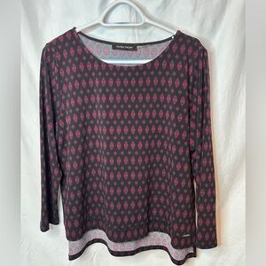 Ivanka Trump Sz L Large Circle Blouse Womens Long Sleeve Pullover Blouse